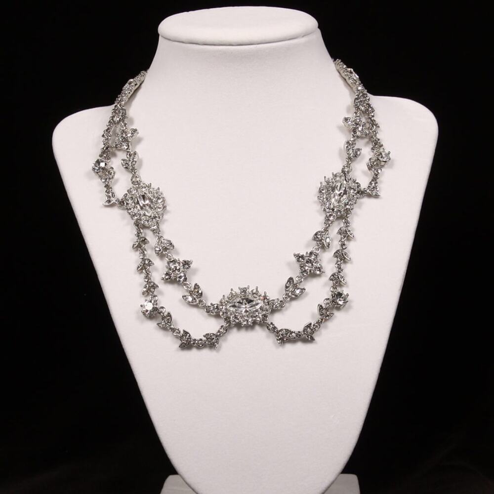 Homa Bridal 180-N Swarovski Crystal Silver Formal Bridal Necklace New